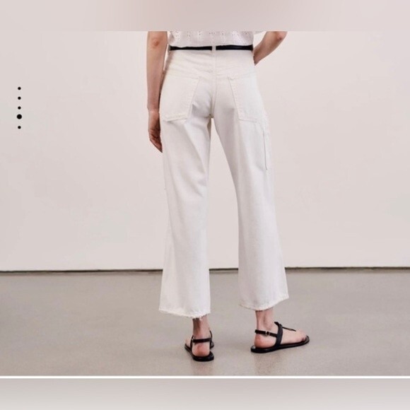 Nili Lotan Violette High-Rise Distressed Wide-Leg Jeans - Cream Wash Size 30 NWT - Picture 3 of 5